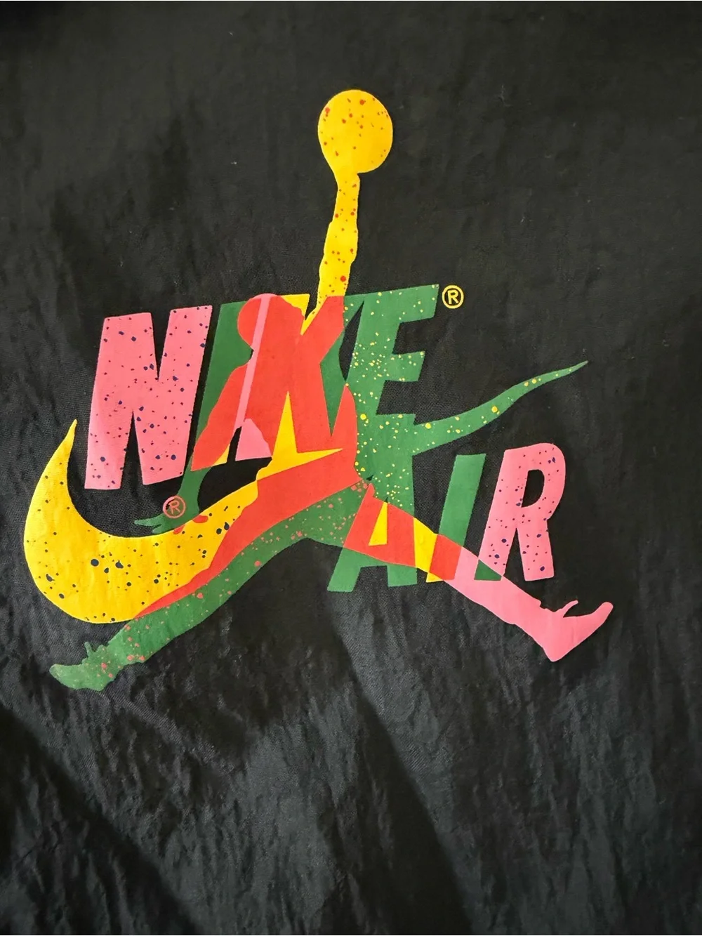 Jordan Black Hooded Windbreaker with Multicolor Logo Accent